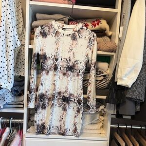 Snakeskin Print Long Sleeve Dress